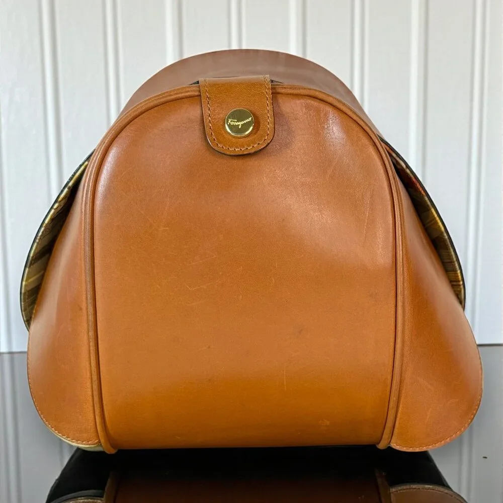 Salvatore Ferragamo Vintage Foldable Canvas and Leather Botanical